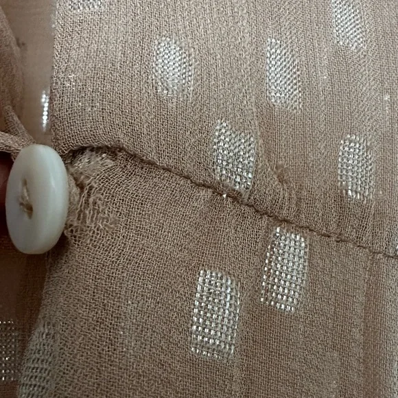 Saltwater Luxe Sheer Beige Boho Peasant Maxi Dress W/ Silver Accents - Size XS - Picture 4 of 5